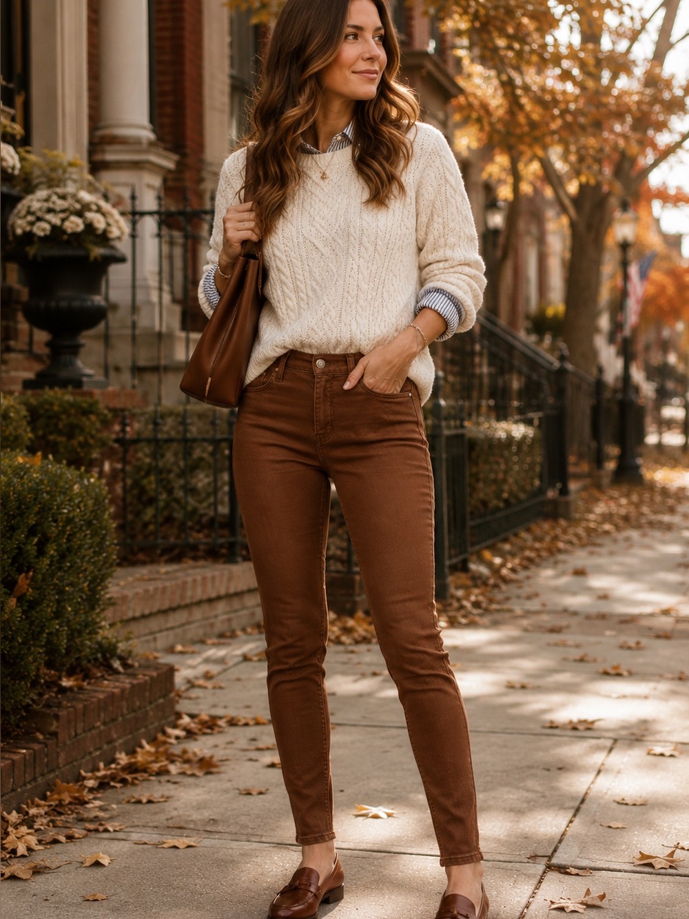 Hudson Made in USA Skinny Jeans Women’s 27 Brown Cognac Stretch Mid Rise Premium